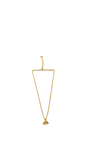 Christian Dior Vintage Gold Tone Dangling DIOR Letter Charms Pendant Chain Necklace Jewelry