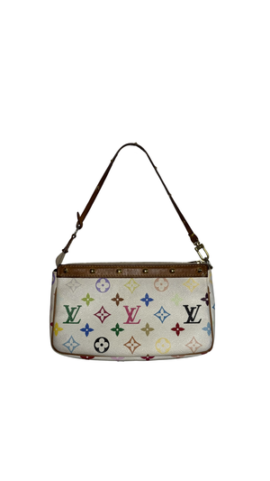 Louis Vuitton x Takashi Murakami Classic LV Monogram White Multicolour Pochette Accessoire Y2K Collectors Piece