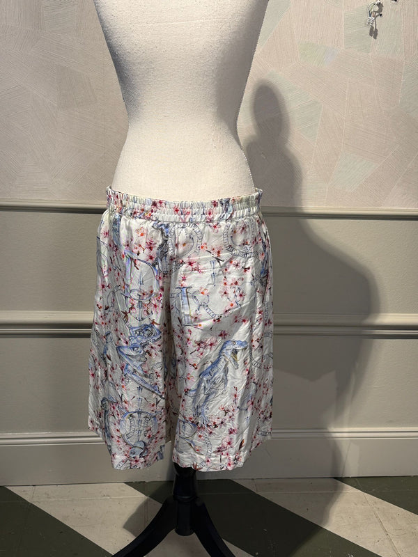 Dior Mens 2019 A/W Hajime Sorayama Sorayama Robot Floral Button Down Pajama White Pink Silk Set Shorts button up Size 38
