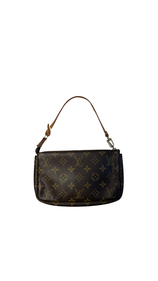 Louis Vuitton Vintage Pochette Accessoires Shoulder Bag Leather Monogram Iconic Classic LV Brown