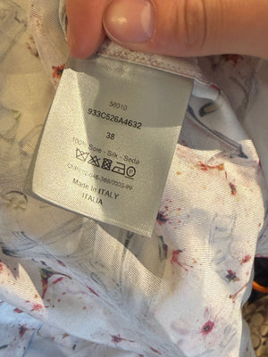 Dior Mens 2019 A/W Hajime Sorayama Sorayama Robot Floral Button Down Pajama White Pink Silk Set Shorts button up Size 38