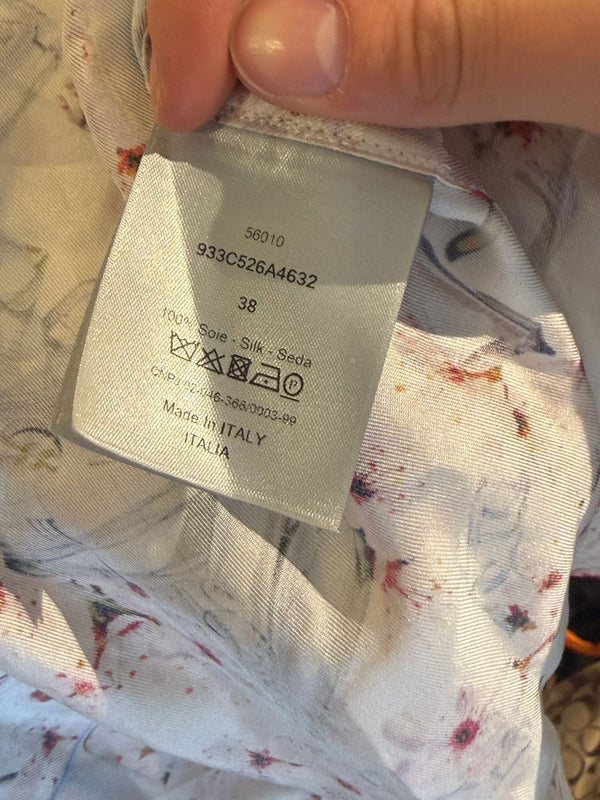 Dior Mens 2019 A/W Hajime Sorayama Sorayama Robot Floral Button Down Pajama White Pink Silk Set Shorts button up Size 38