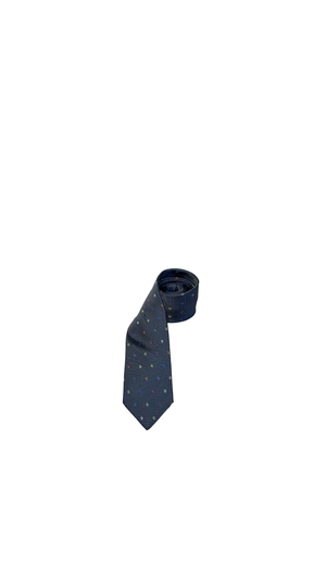 New Hermes Tie 7 Maillons Multicolores Blue graphic detailing silk adjustable tie mens with Tags