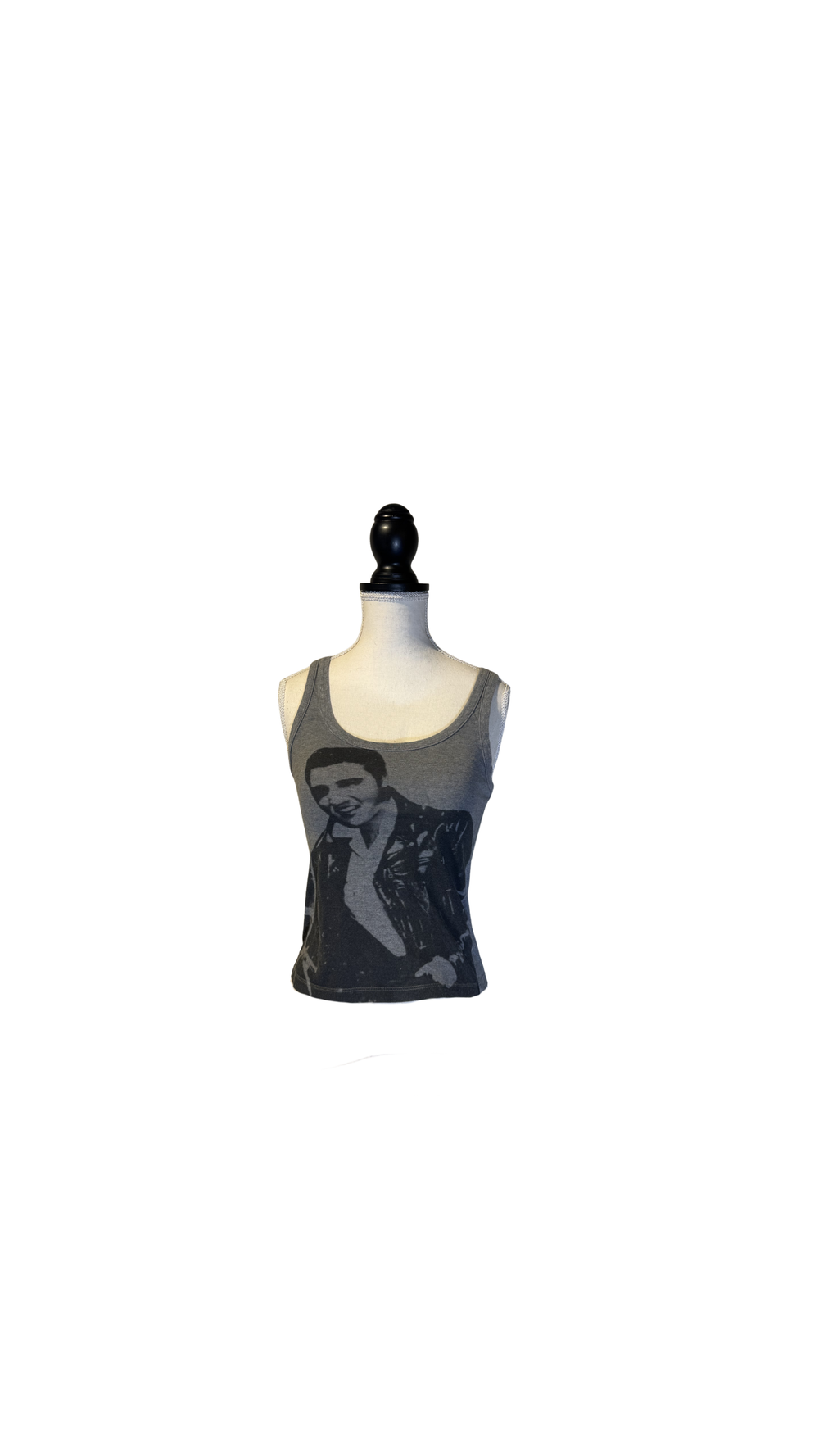 Vintage D&G Dolce & Gabbana tank top cami graphic tee Elvis Presley motif fun chic size XXS/XS grey black