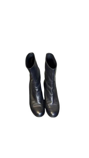 Chanel Vintage Bootie heeled Ankle Boots Shoes Karl Lagerfeld leather black detail CC coco mark logo EU 36.5