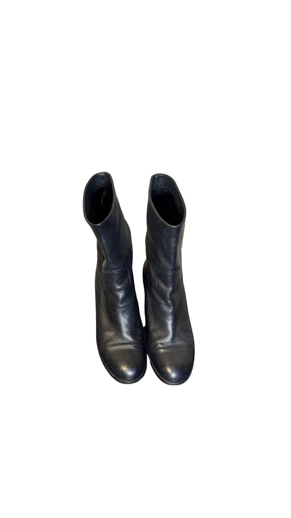 Chanel Vintage Bootie heeled Ankle Boots Shoes Karl Lagerfeld leather black detail CC coco mark logo EU 36.5
