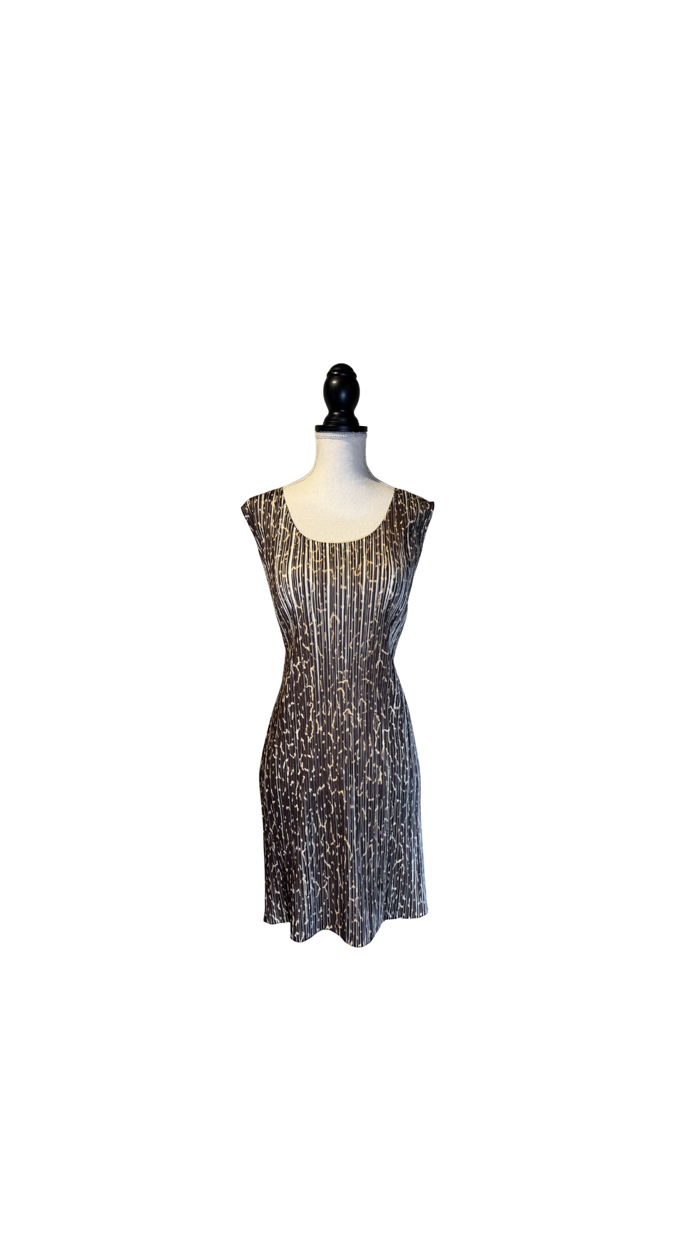 Issey Miyake PLEATS PLEASE 2000s Animal Print midi dress cap sleeve scoop neckline