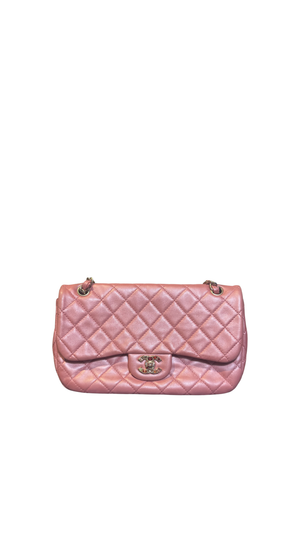 Chanel Baby Pink 'Precious Jewel' Crystal Quilted Limited Edition Valentines Single Flap Medium Metallic Pink Shoulder Bag in Calfskin Gold hardware 2010/2011