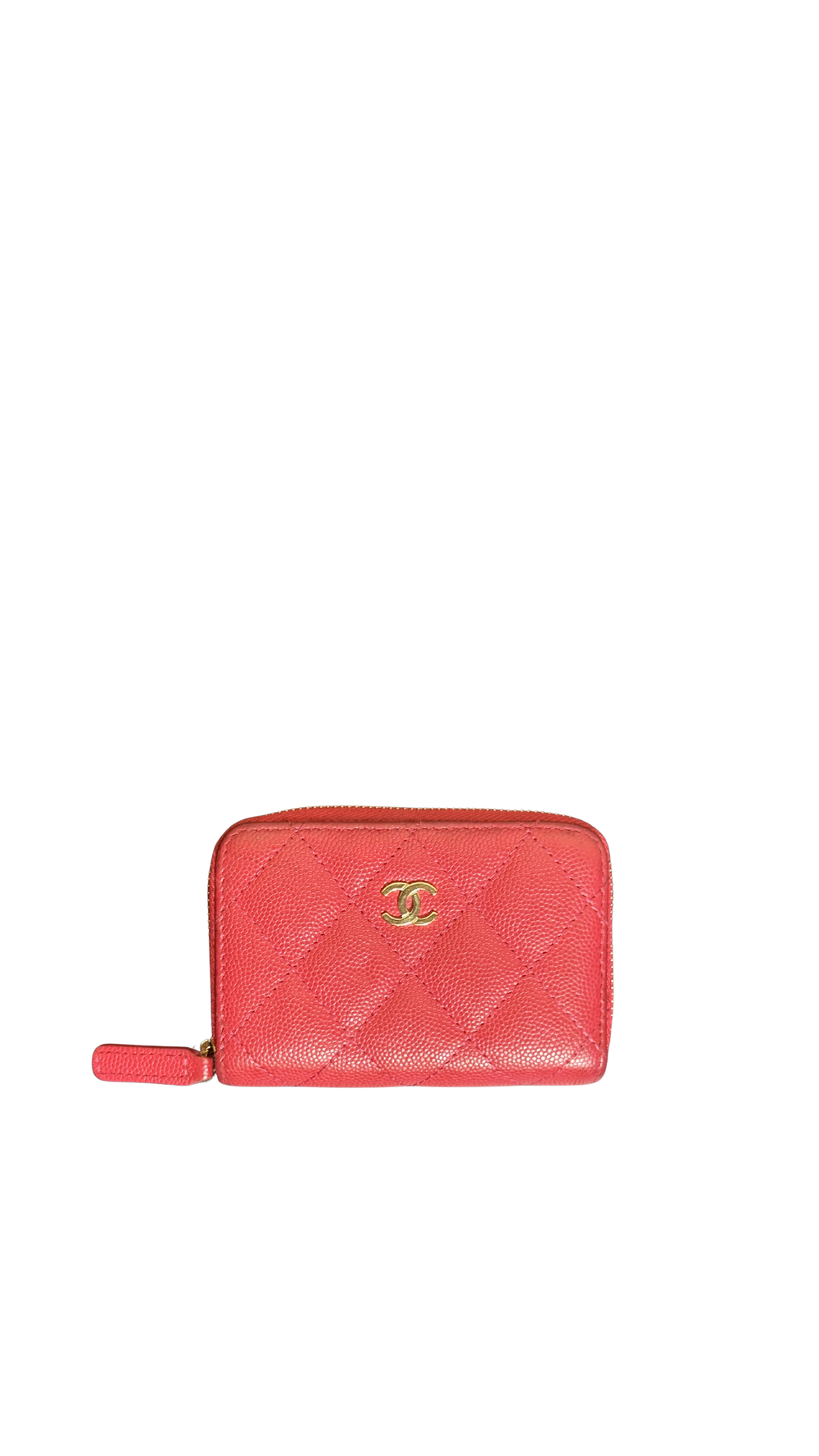 Chanel 2019 Interlocking CC Logo Wallet Caviar Quilted Zip Coin Purse Red CC cocomark logo