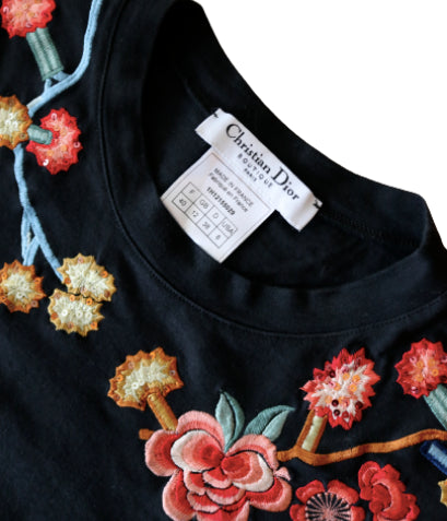 '-RARE- DIOR EMBROIDERY T-SHIRT FR40