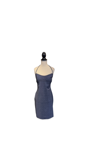 Versace Jeans Couture Vintage Blue Denim Halter Tubino Mini Dress Late 1990s–Early 2000s