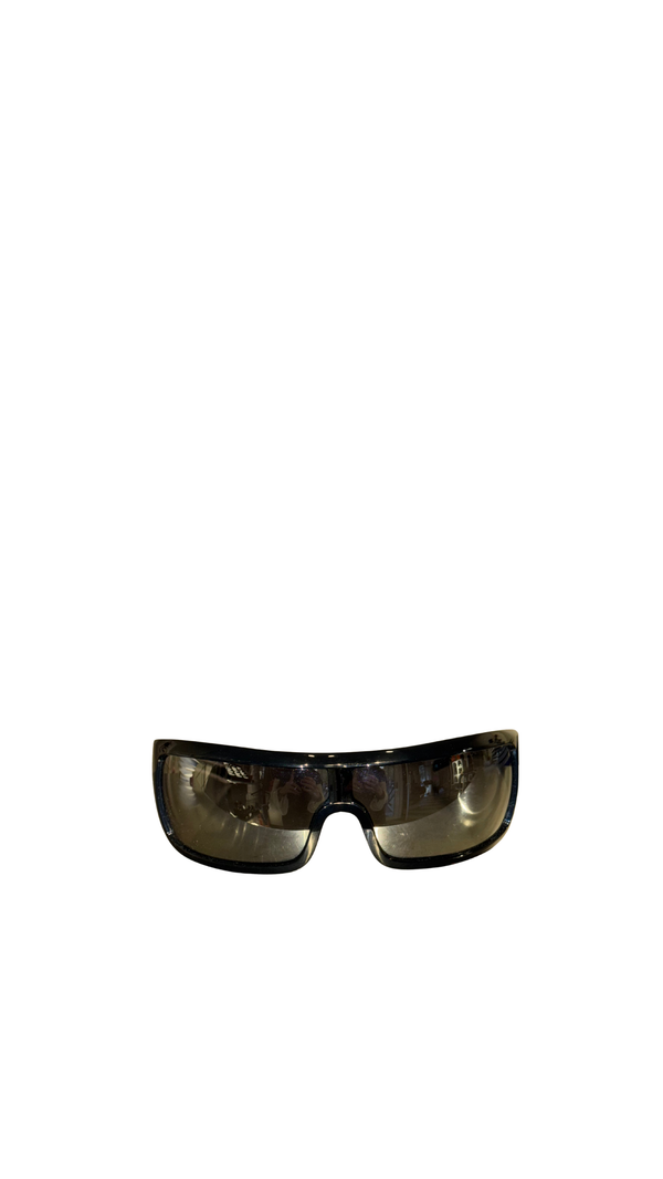 Prada Linea Rossa Vintage Black White Shield Wrap Sunglasses Y2K Archive