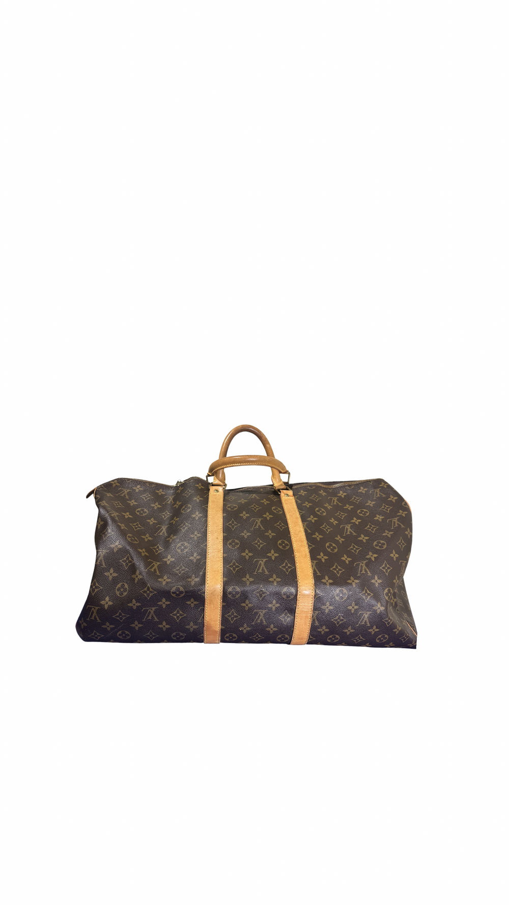 Louis Vuitton Keepall 55 Bag Vintage Monogram Classic Style 48hr weekender duffle bag brown leather handles