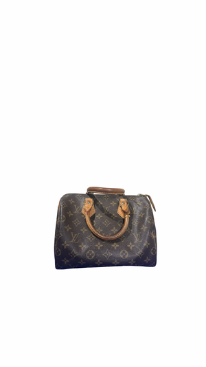 Louis Vuitton Speedy 25 Bag Vintage Monogram Classic Style Chic bowler bag brown leather handles good condition
