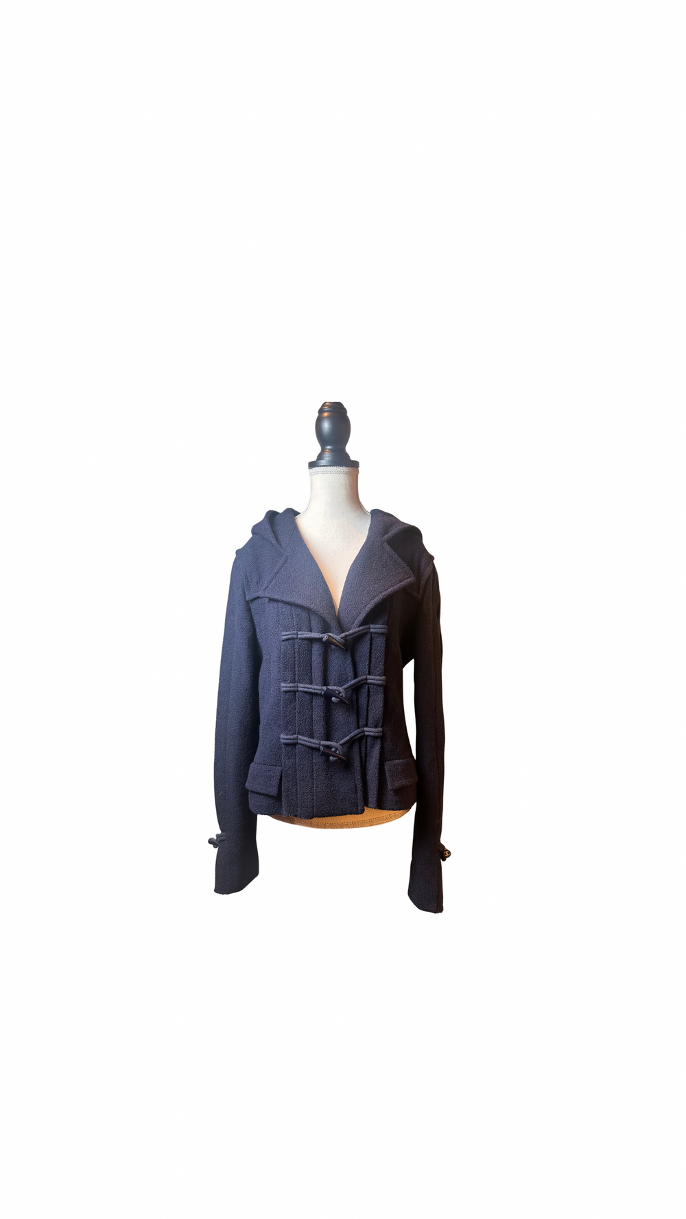 Chanel Navy Duffle Short Coat CC Button Closure Coat Wool FR 40 2013 Métiers d'Art collection Collared Jacket