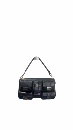 Fendi Baguette Multipocket Shoulder Bag Autum-Winter 2023/24 Black Leather Classic FF Gold Hardware