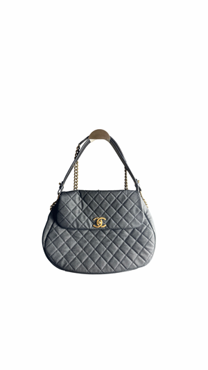 Chanel Country Chic Flap Messenger Bag Quilted Caviar Large 2012/2013 Rare Collectors piece