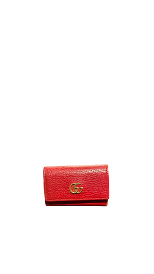 Gucci GG Marmont 6-Hook Key Case Hibiscus Red Grained Leather