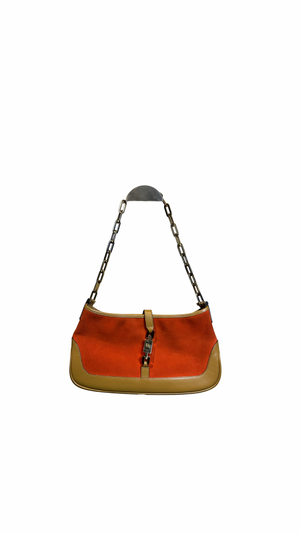 Gucci Jackie Shoulder Bag chain detail colourblock vintage suede leather clasp detail chic 90s