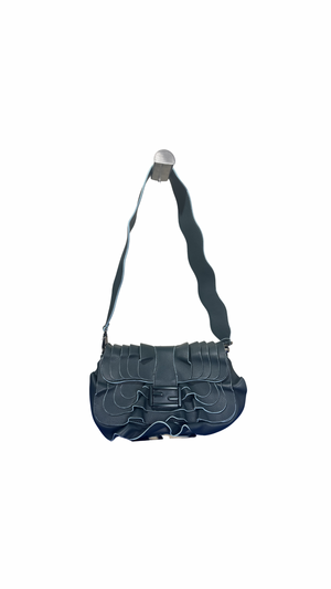 Fendi Baguette Wave detail Shoulder Bag Autum-Winter 2024 Green Khaki Leather Classic FF Monochrome green Hardware
