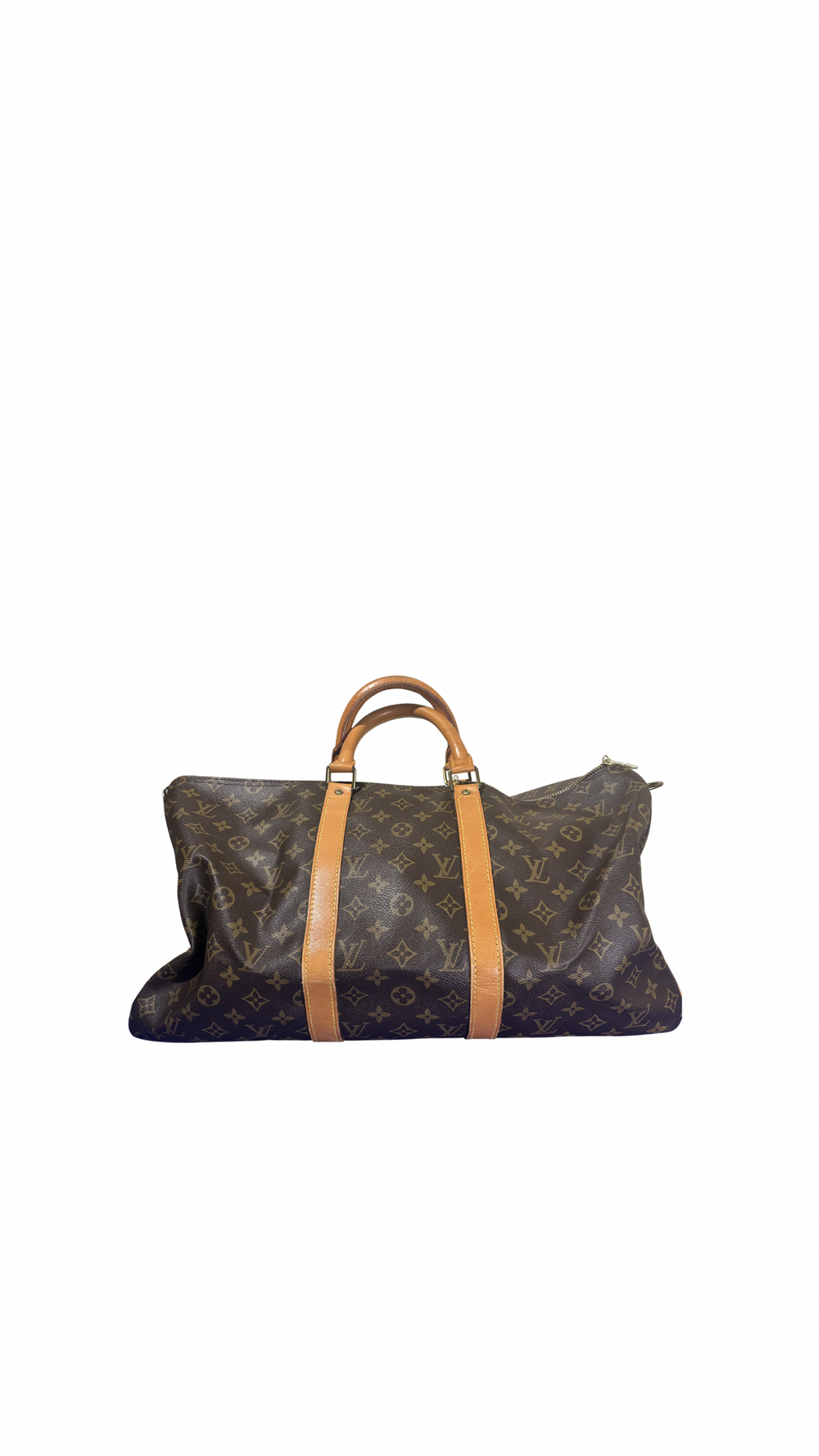 Louis Vuitton Keepall 55 Bag Vintage Monogram Classic Style 48hr weekender duffle bag brown leather handles