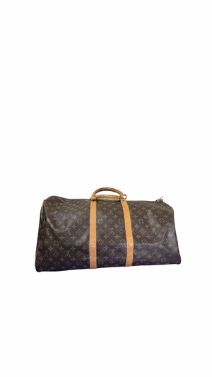 Louis Vuitton Keepall 55 Bag Vintage Monogram Classic Style 48hr weekender duffle bag brown leather handles