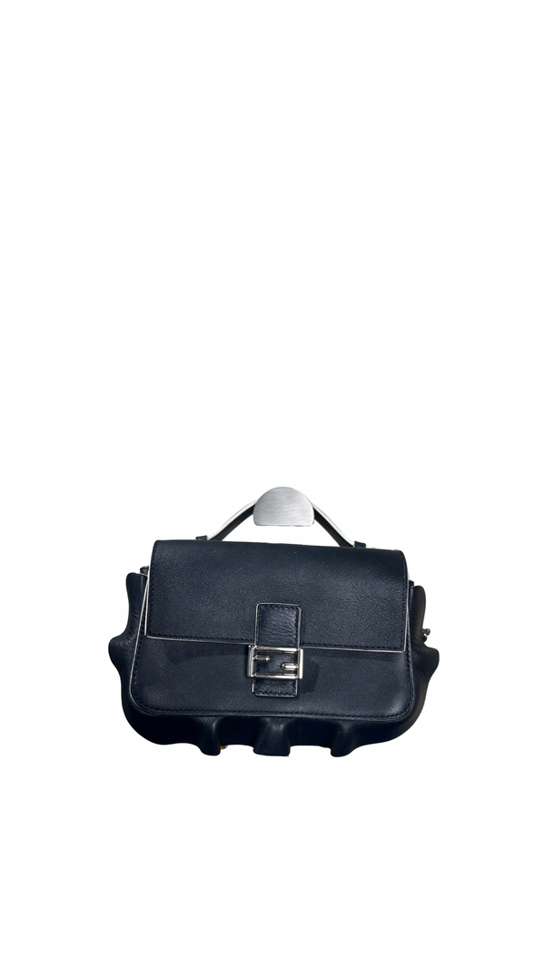Fendi Doppia Micro Double Baguette Wave Bag Navy Pink Top Handle Crossbody 2016 Colourblock