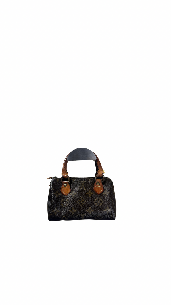 Louis Vuitton Nano Mini Speedy Bag Vintage Monogram Classic Style Chic bowler bag brown leather handles rare