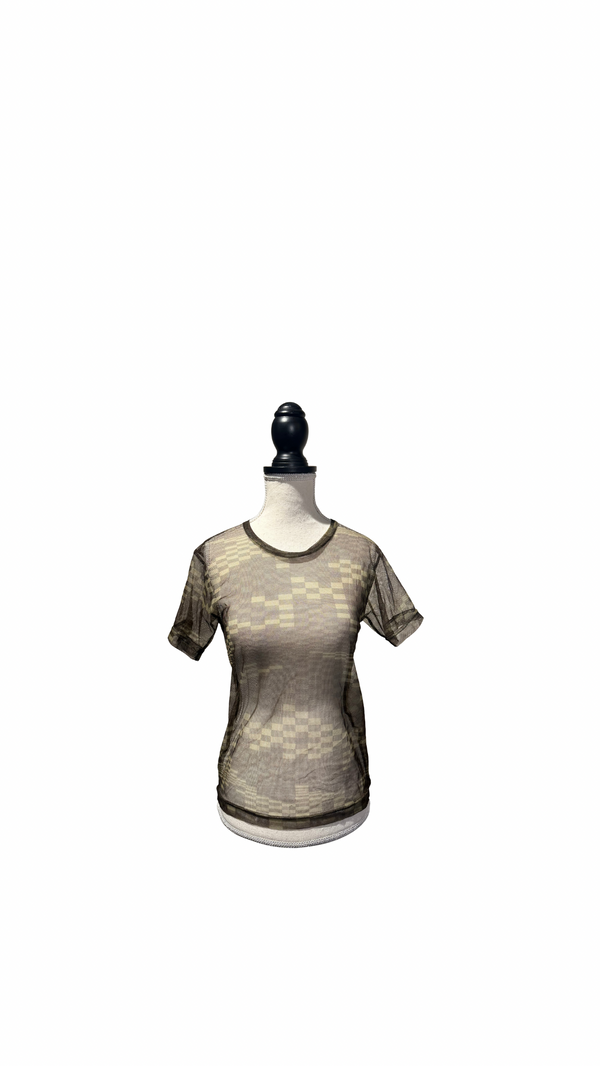 Comme des Garçons Digital Camo Mesh Tee green brown neutrals short sleeve graphic