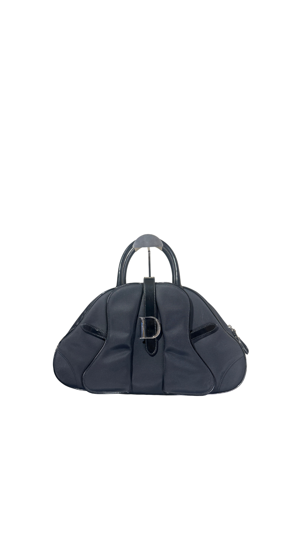 Christian Dior 2001 Vintage Double Saddle Bowling Bag Black Lock & Key