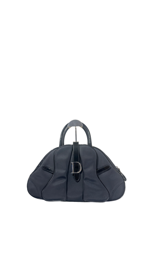 Christian Dior 2001 Vintage Double Saddle Bowling Bag Black Lock & Key