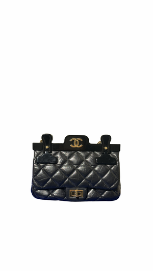 Chanel Iconic 2016 Limited Edition 2.55 Reissue Hanger Flap Bag Karl Lagerfeld CC Flap Black Calfskin Quilted