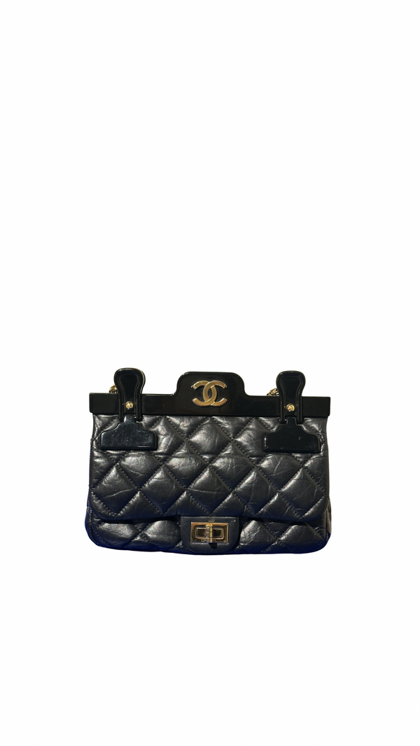 Chanel Iconic 2016 Limited Edition 2.55 Reissue Hanger Flap Bag Karl Lagerfeld CC Flap Black Calfskin Quilted