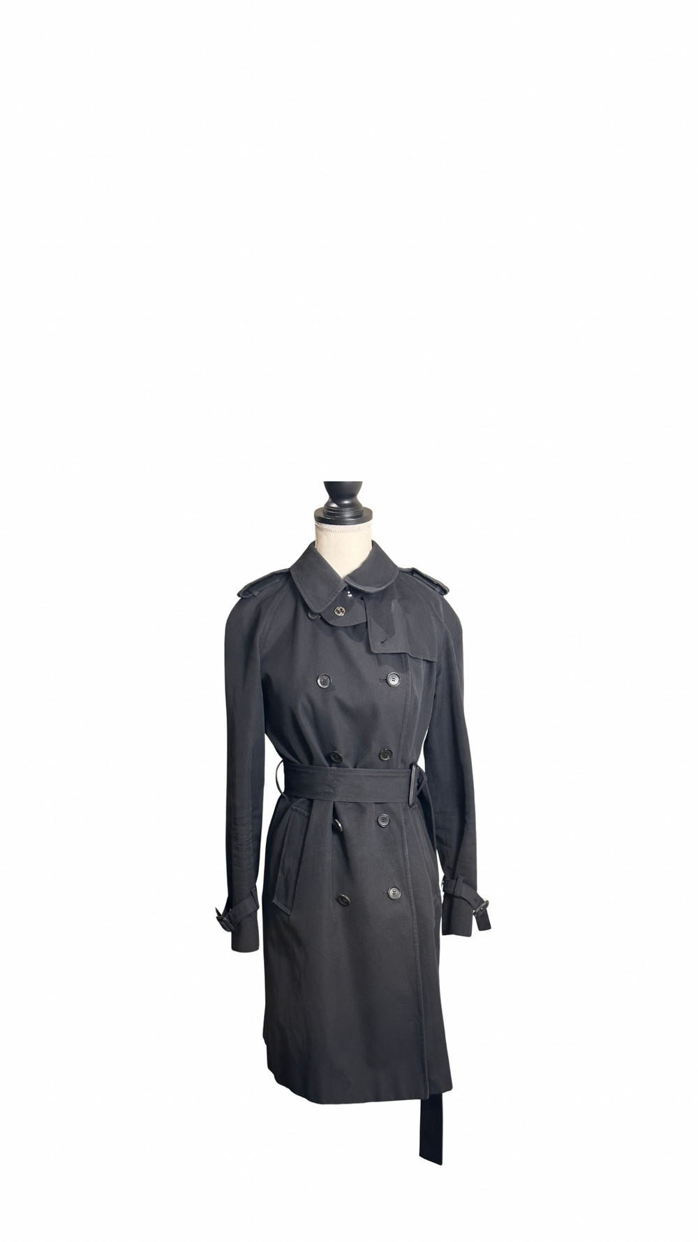 Gucci Trench Coat floral lining traditional classic button up tie waist navy warm thick wool GG IT40