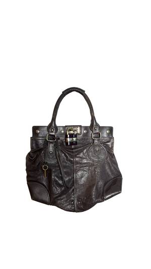 Chloe paddington Dark Brown Gold Limited Edition Grained Leather Tote Bag Vintage Lock Key Iconic 2000s