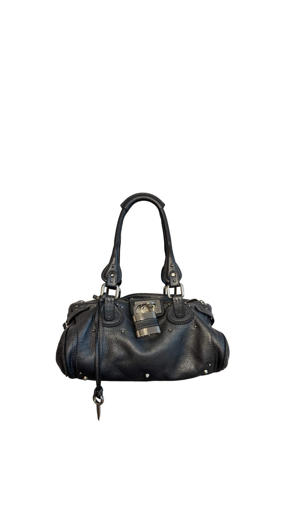 Chloe paddington Dark Grey Silver Limited Edition Grained Leather Shoulder Bag Vintage Lock Key 2005 Iconic 2000s