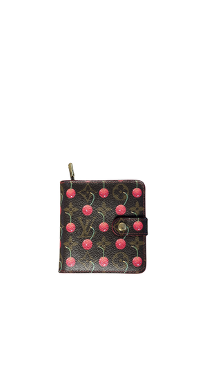 Louis Vuitton x Takashi Murakami Cherry Classic LV Monogram Cerises Compact Zip Wallet S/S 2005 Vintage