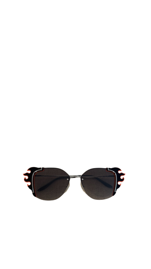 Prada F/W2018 Hot Rod Flame Runway Campaign Collection Oversize Cat Eye Sunglasses Black Orange Gradient PR59V864 -YZ