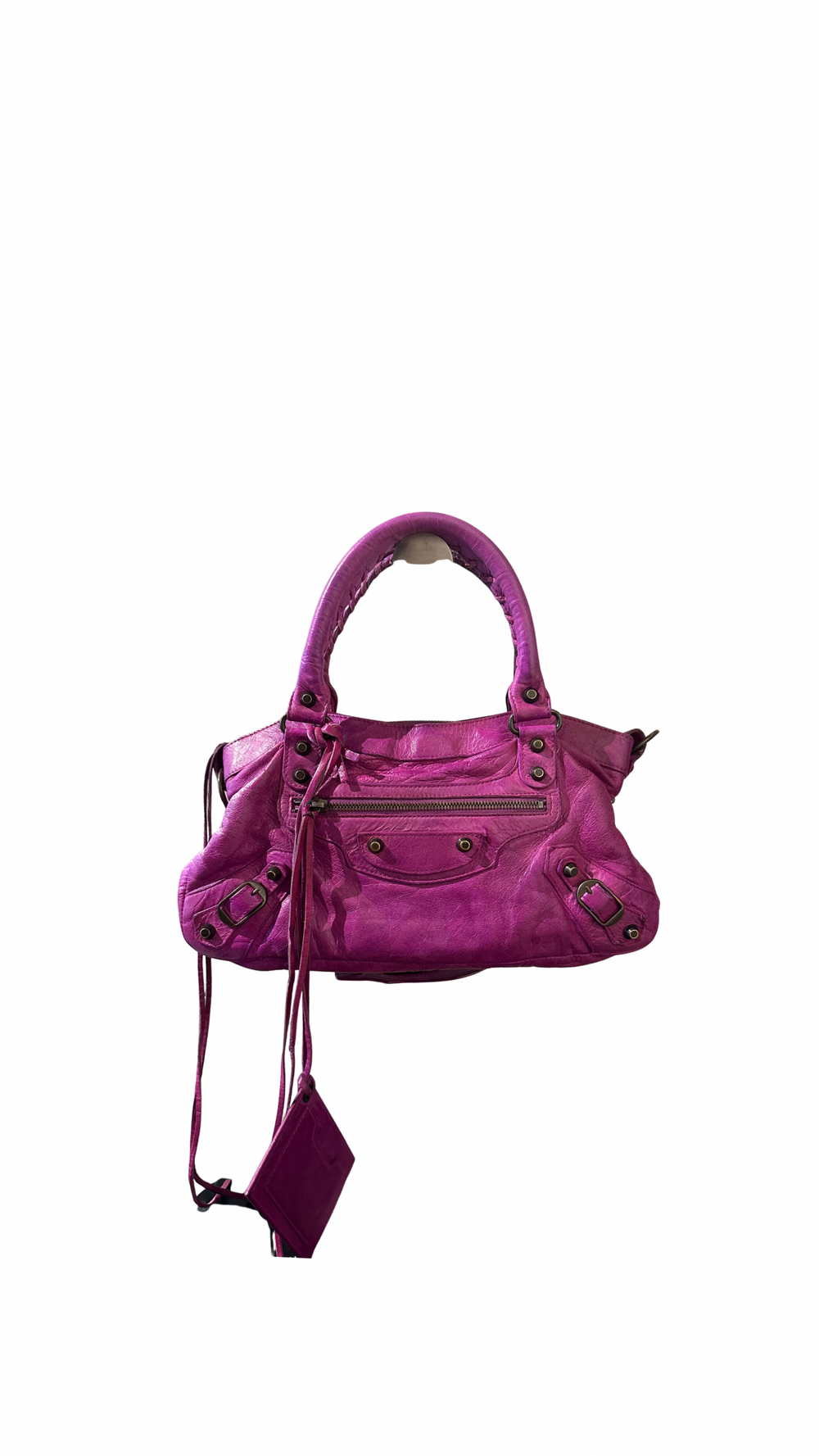 Balenciaga Small City First Bag Purple Pink Edition Shoulder Bag Limited Edition Motorcycle Moto Details Tassels