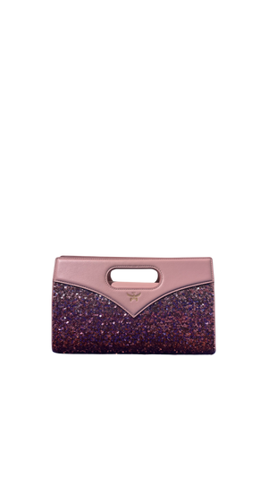MCM Crossbody bag clutch shoulder bag adjustable diamond with pink sequins pink monochrome