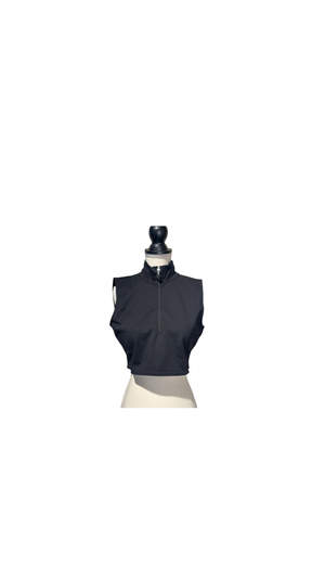 Prada Brand New With Tags High Neck Black Sleeveless Cropped Tank Sexy Sleek 90s Style fitted Logo Zipper Top