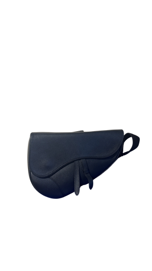 Dior Saddle Black Crossbody and Shoulder Bag Unisex Grained Calfskin Flap Style Full Black Monochrome Adjustable
