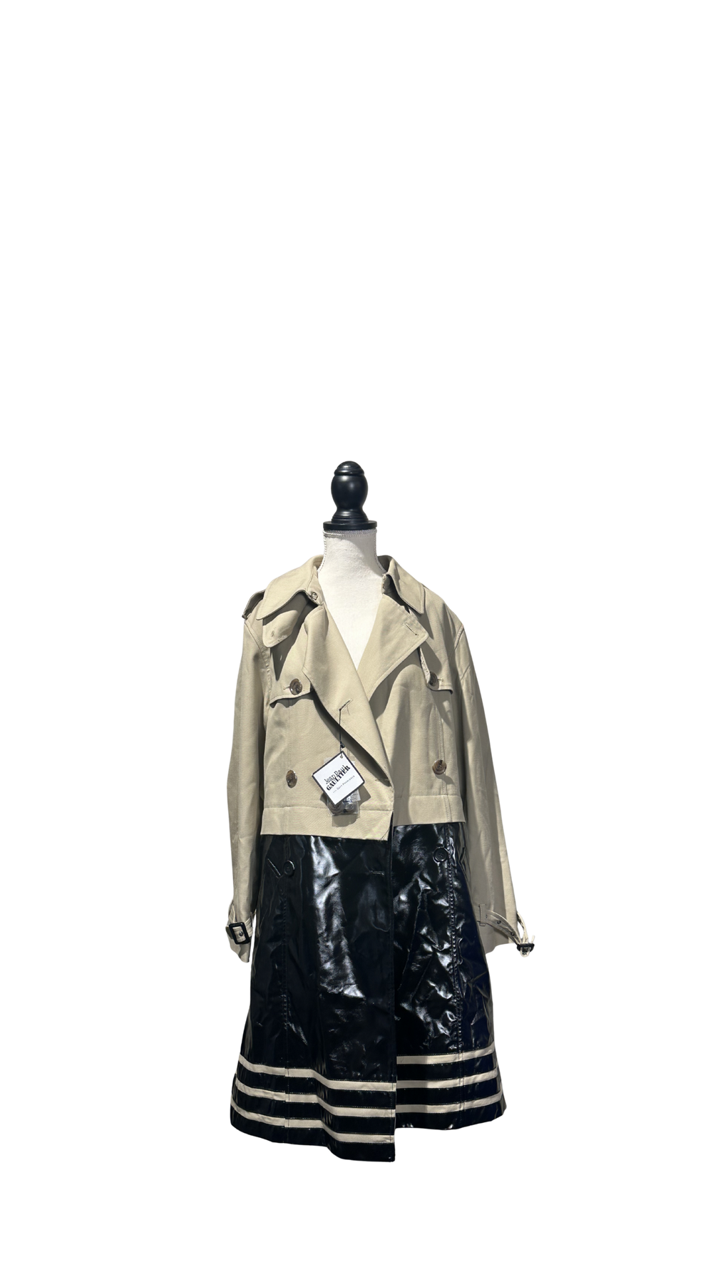 Jean Paul Gaultier x Sept Premières 2015 collaboration PVC Edgy Trench Coat in Beige and Black EU 38 Japan Exclusive