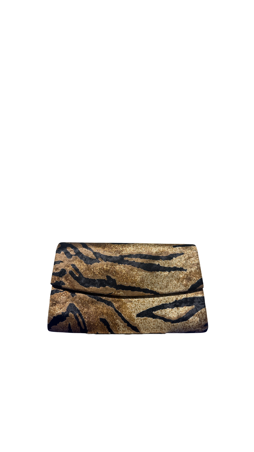 Yves Saint Laurent Vintage Clutch velvet tiger print chic 90s textured animal print wild handbag strapless