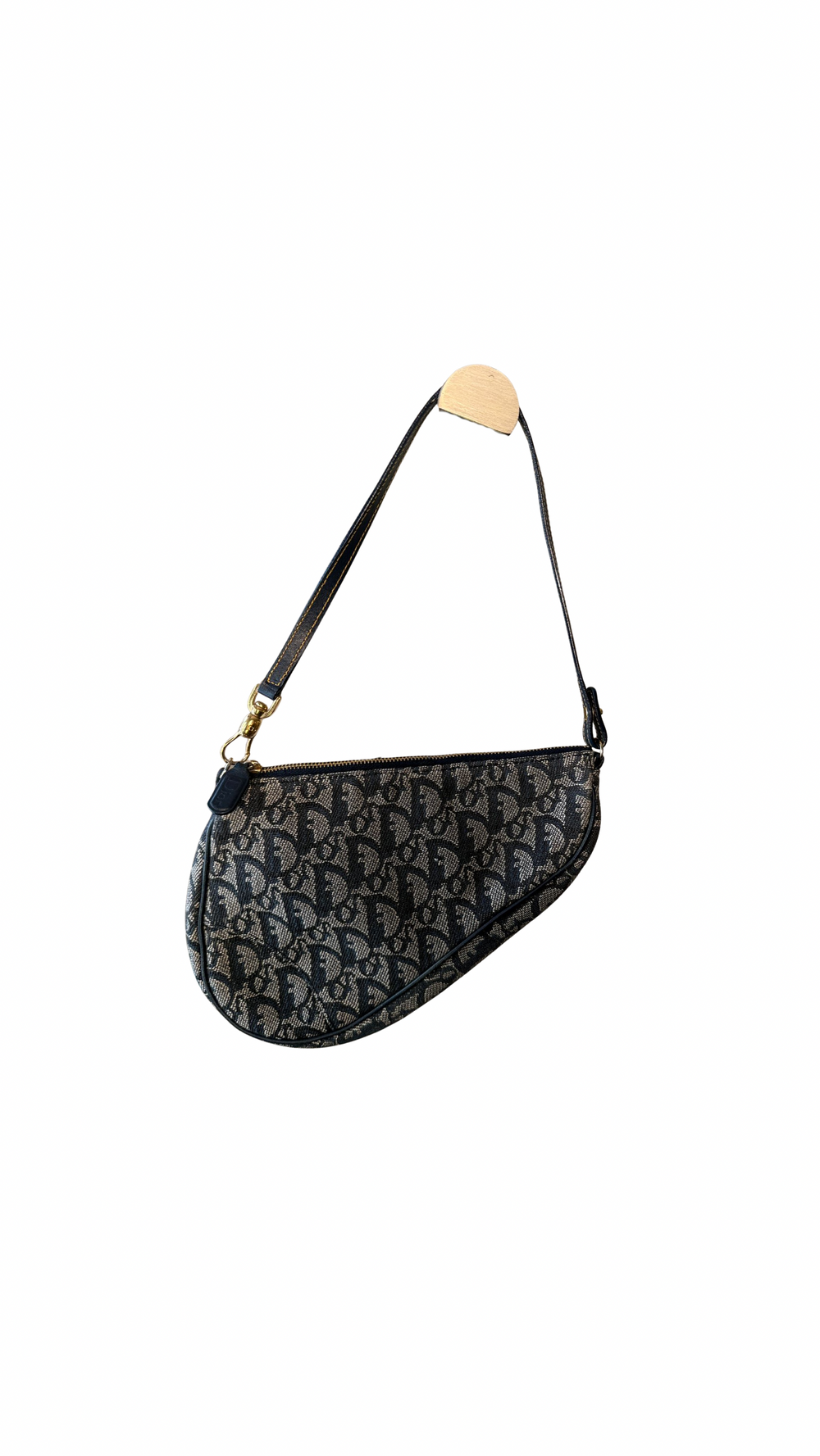 Dior Diorissima Trotter Blue Navy Logomania Monogram Saddle Bag Jaquard Oblique Zip Up Shoulder Bag Vintage
