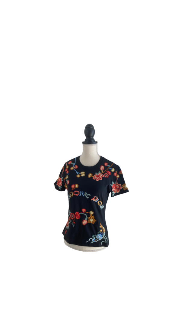 '-RARE- DIOR EMBROIDERY T-SHIRT FR40