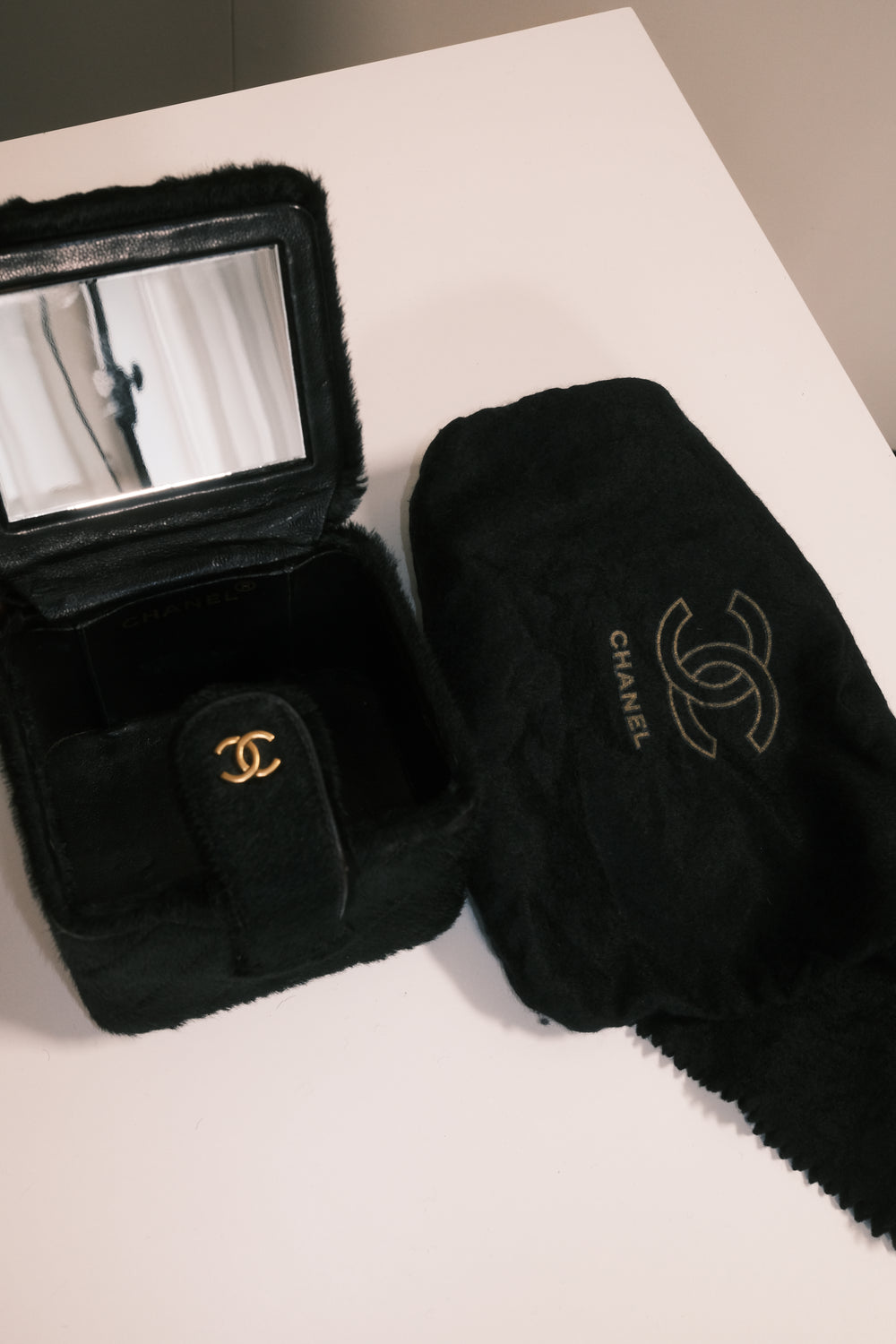 Chanel Vintage Mini Square Top Handle Vanity Box Black Ponyhair Quilted CC cocomark Lagerfeld 3 series 1994/96