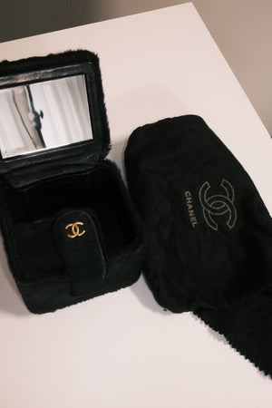Chanel Vintage Mini Square Top Handle Vanity Box Black Ponyhair Quilted CC cocomark Lagerfeld 3 series 1994/96