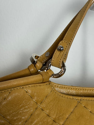 Chanel Vintage Sea Hit Tote Quilted Iridescent Glazed Calfskin CC Charm Chain Hobo Bag