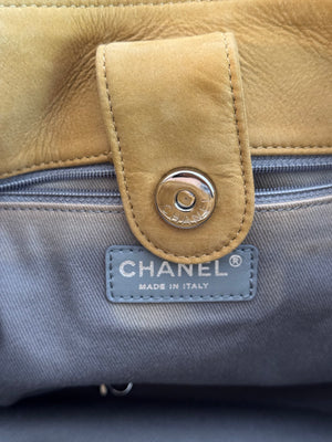 Chanel Vintage Sea Hit Tote Quilted Iridescent Glazed Calfskin CC Charm Chain Hobo Bag